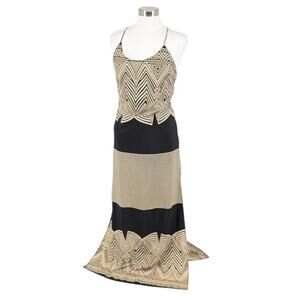 Mono B Tan and Black Spaghetti Strap Maxi Dress Size